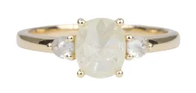 1.16ct Milky White Diamond Engagement Ring 14K Yellow Gold Three-Stone Salt and Pepper AD1525-5