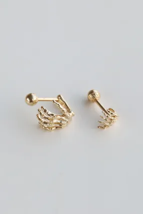 14K 18K Solid Gold Halloween Bone Hand Cartilage Helix Barbell Piercing