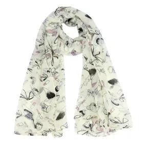 3 Colors Scarf For Women Lipstick High-heeled Graffiti Bowknot Chiffon Scarves Feida