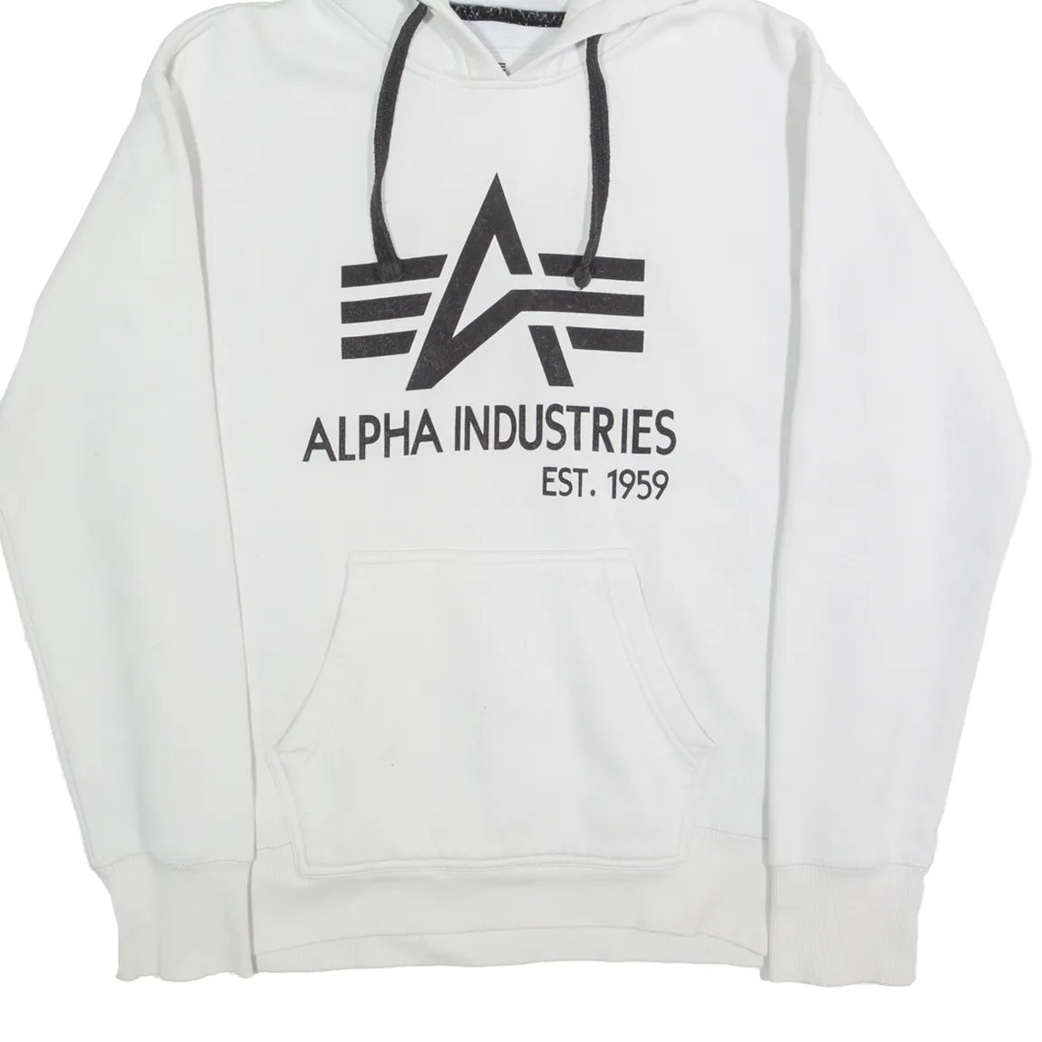 ALPHA INDUSTRIES Mens White Hoodie M