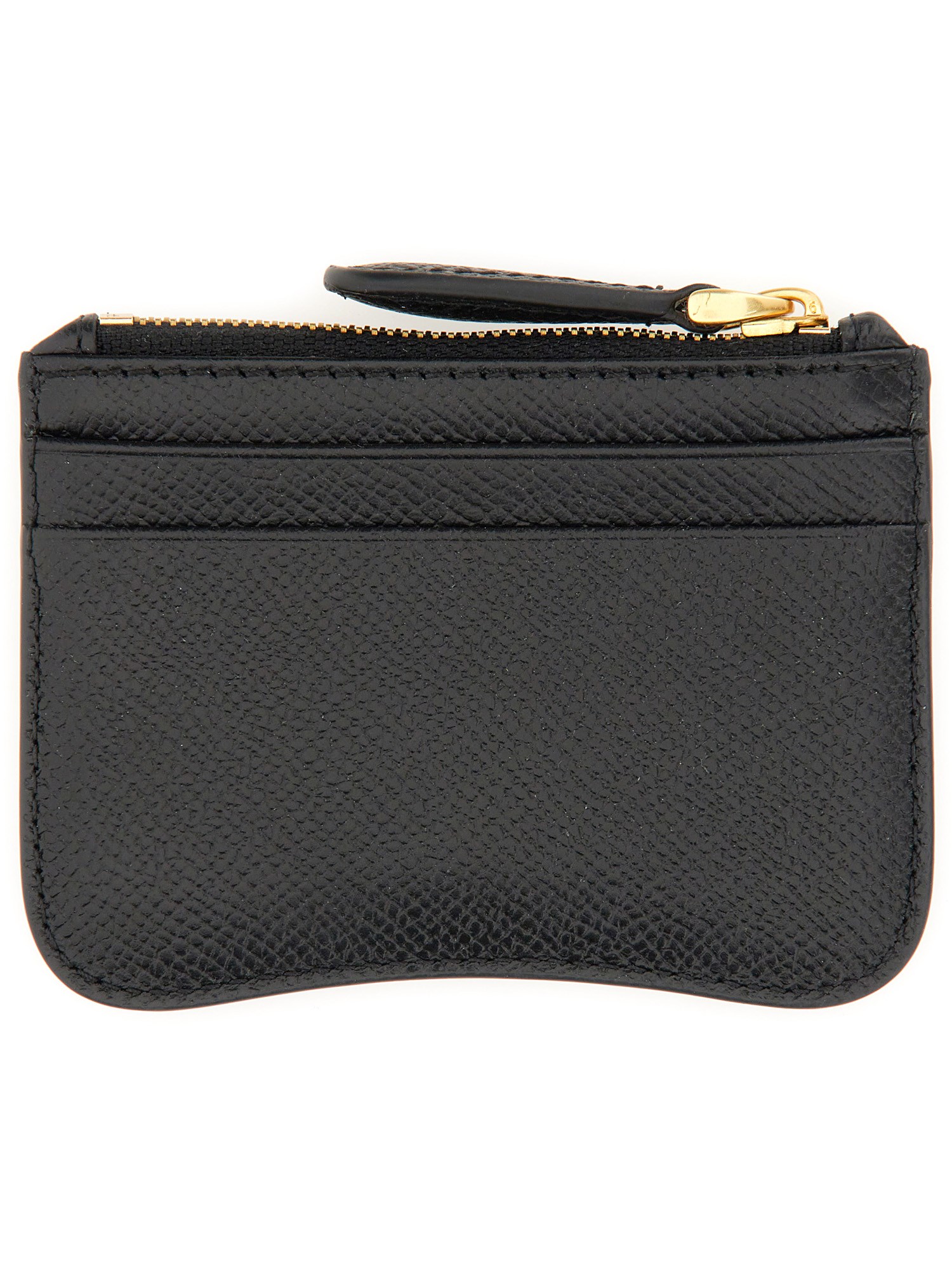 AMI PARIS    ZIPPERED LEATHER CARD CASE AMI DE COEUR