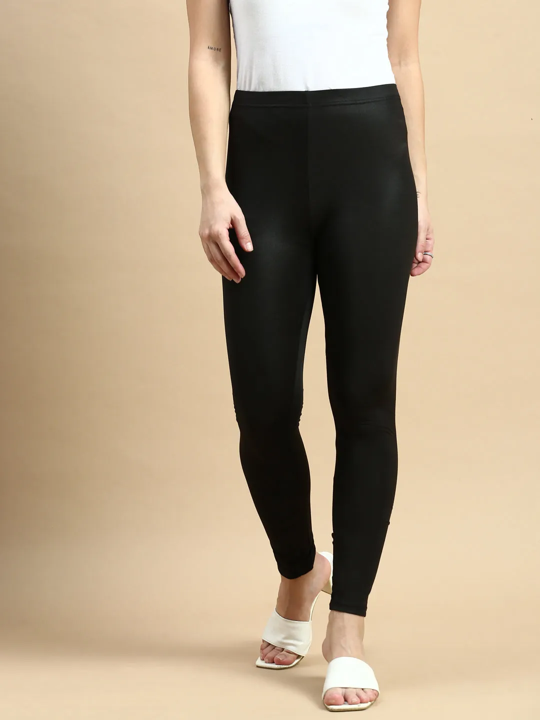 Ankle Length Leggings Polyster-Black