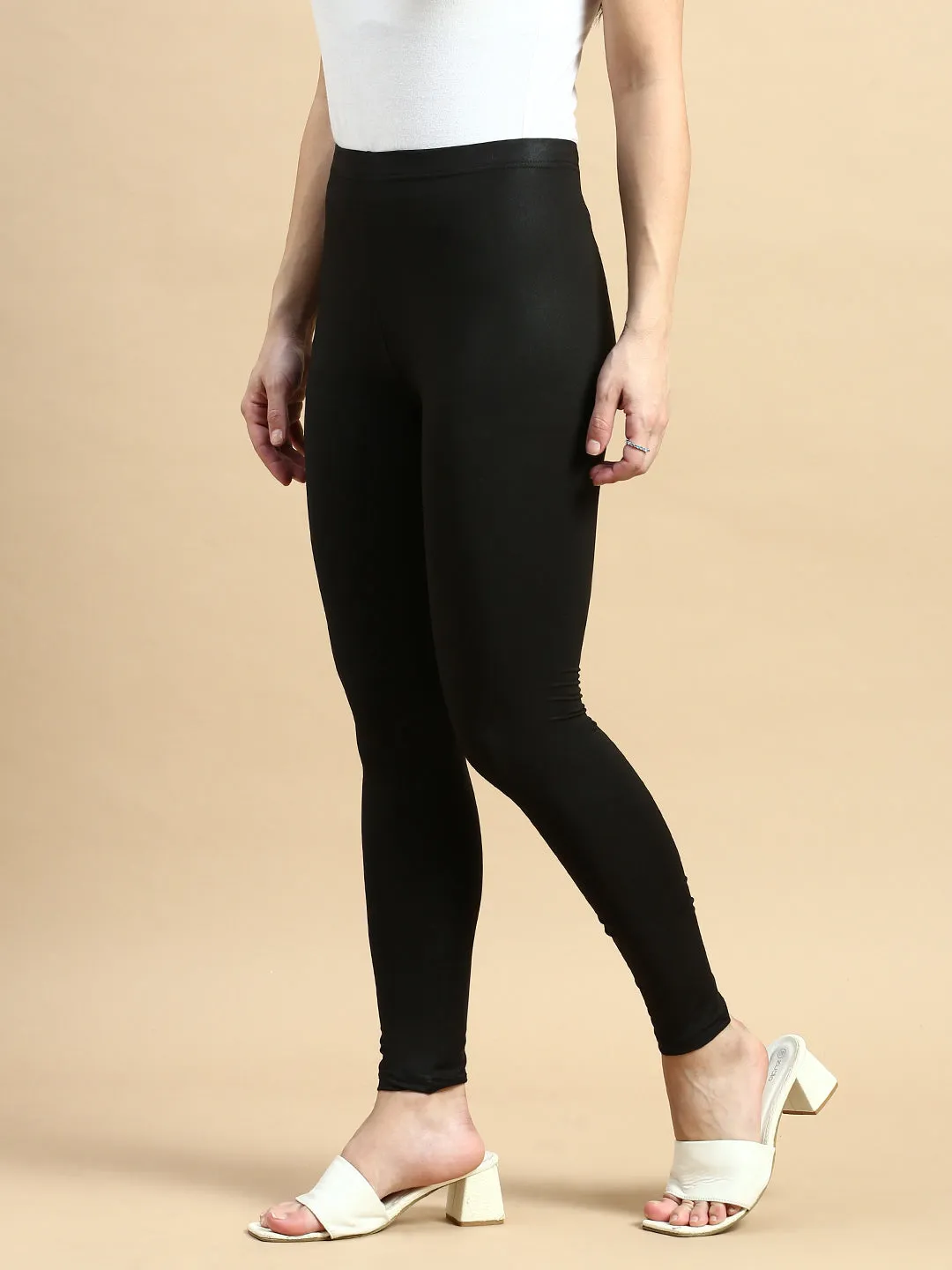 Ankle Length Leggings Polyster-Black