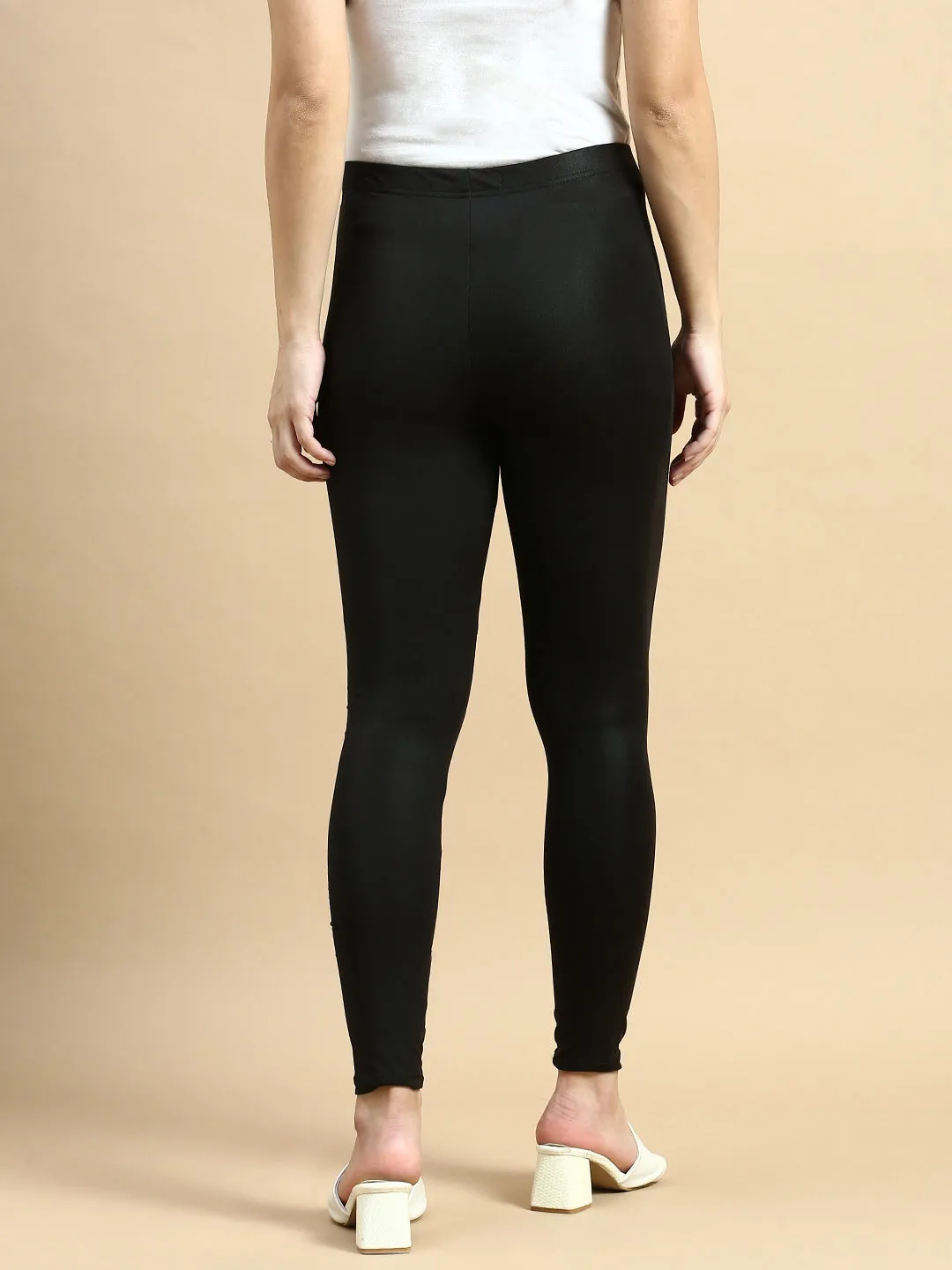 Ankle Length Leggings Polyster-Black