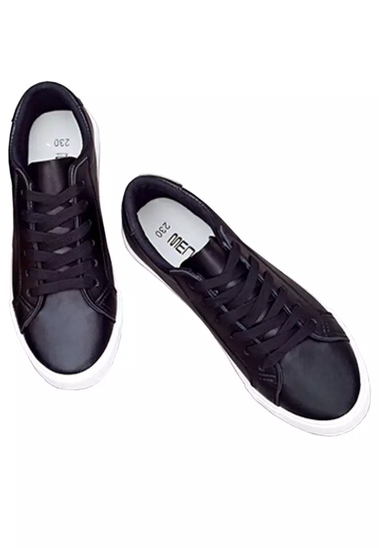 Basic Lace Up Soft Synthetic Leather Sneaker VCQ1066