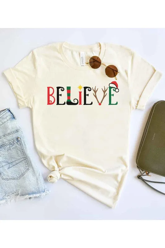 Believe Christmas T Shirt Plus Size