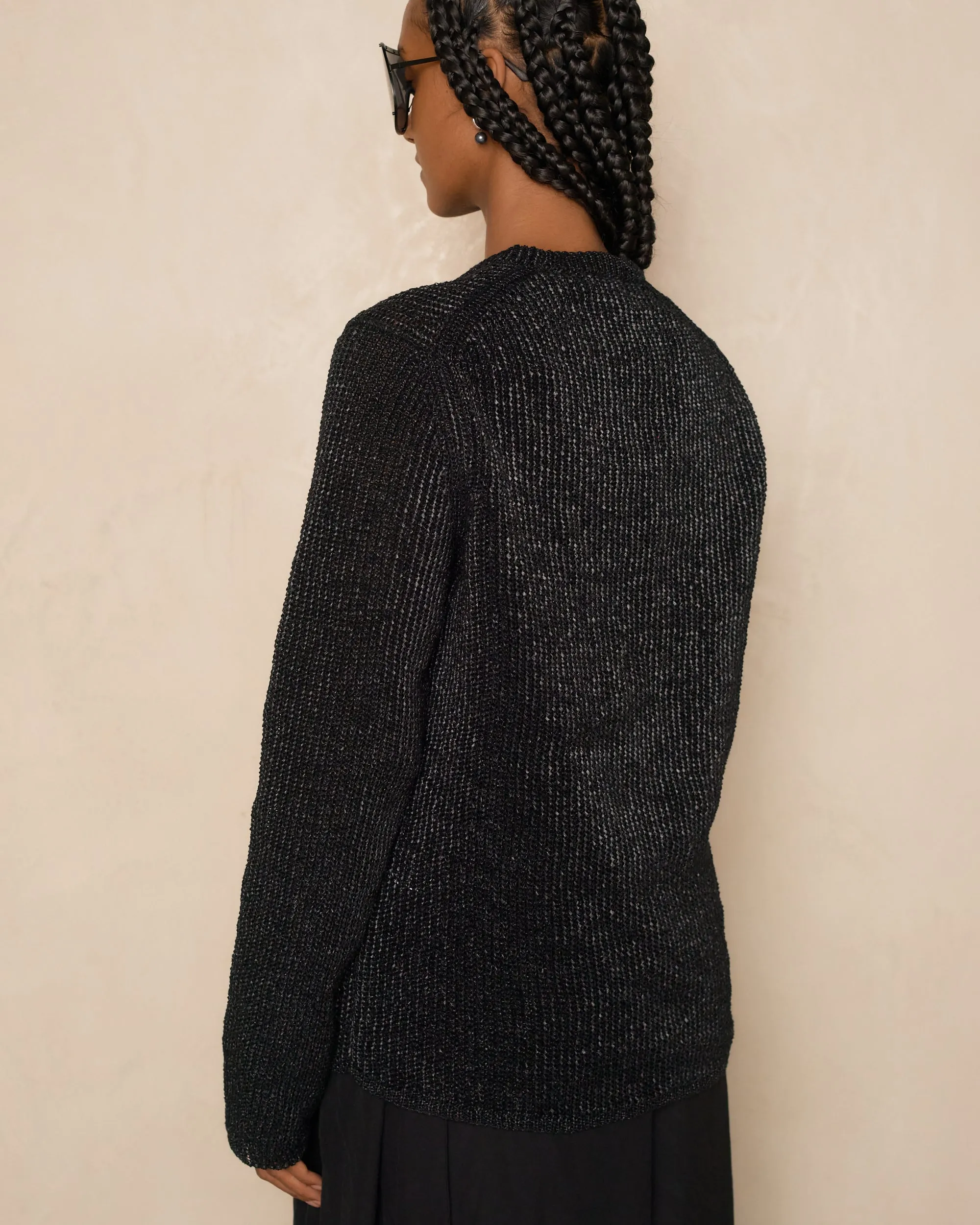 Black Coated Knit Sweater