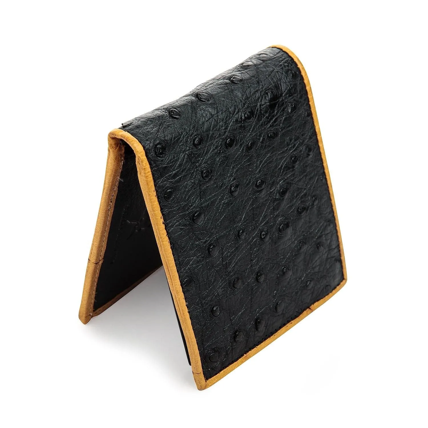 Black Exotic Genuine Ostrich Skin Leather Men's Wallet