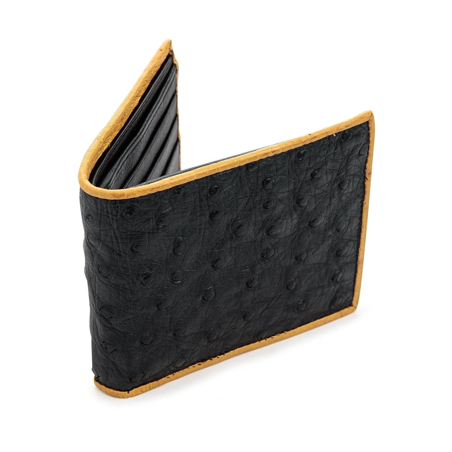 Black Exotic Genuine Ostrich Skin Leather Men's Wallet