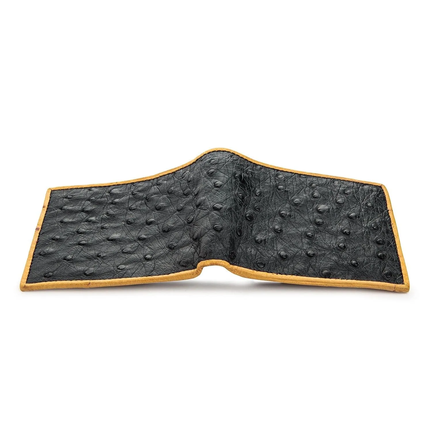 Black Exotic Genuine Ostrich Skin Leather Men's Wallet