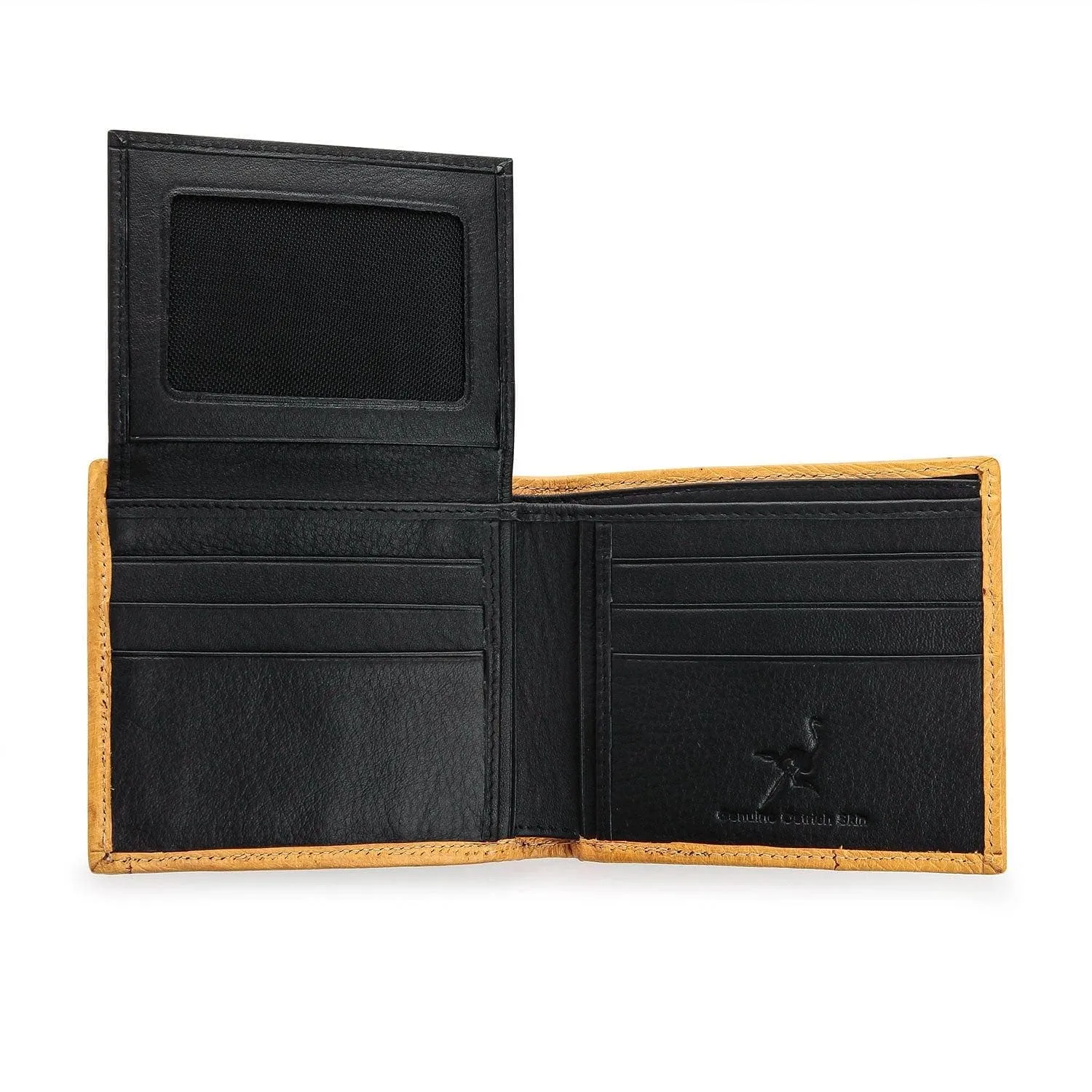 Black Exotic Genuine Ostrich Skin Leather Men's Wallet