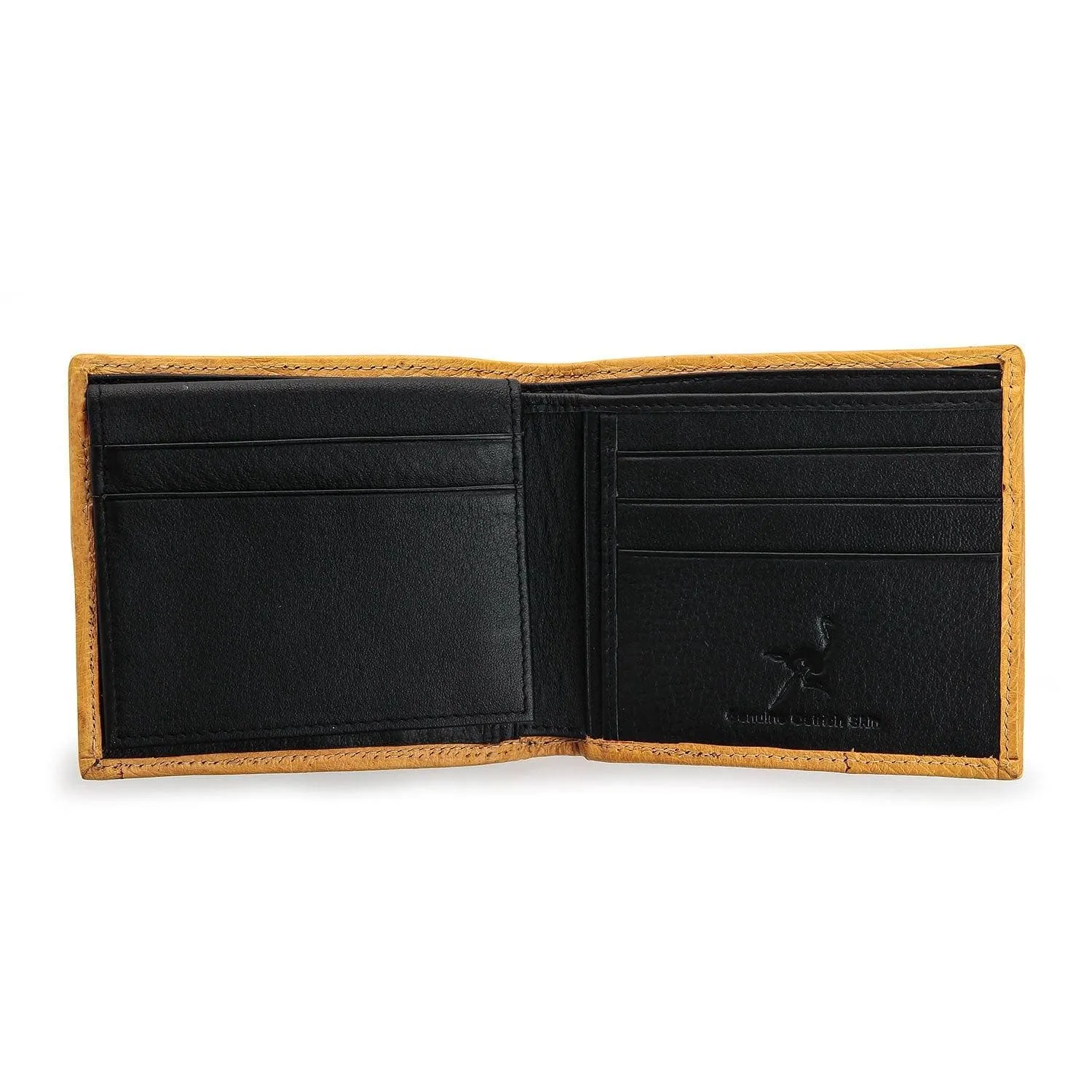 Black Exotic Genuine Ostrich Skin Leather Men's Wallet