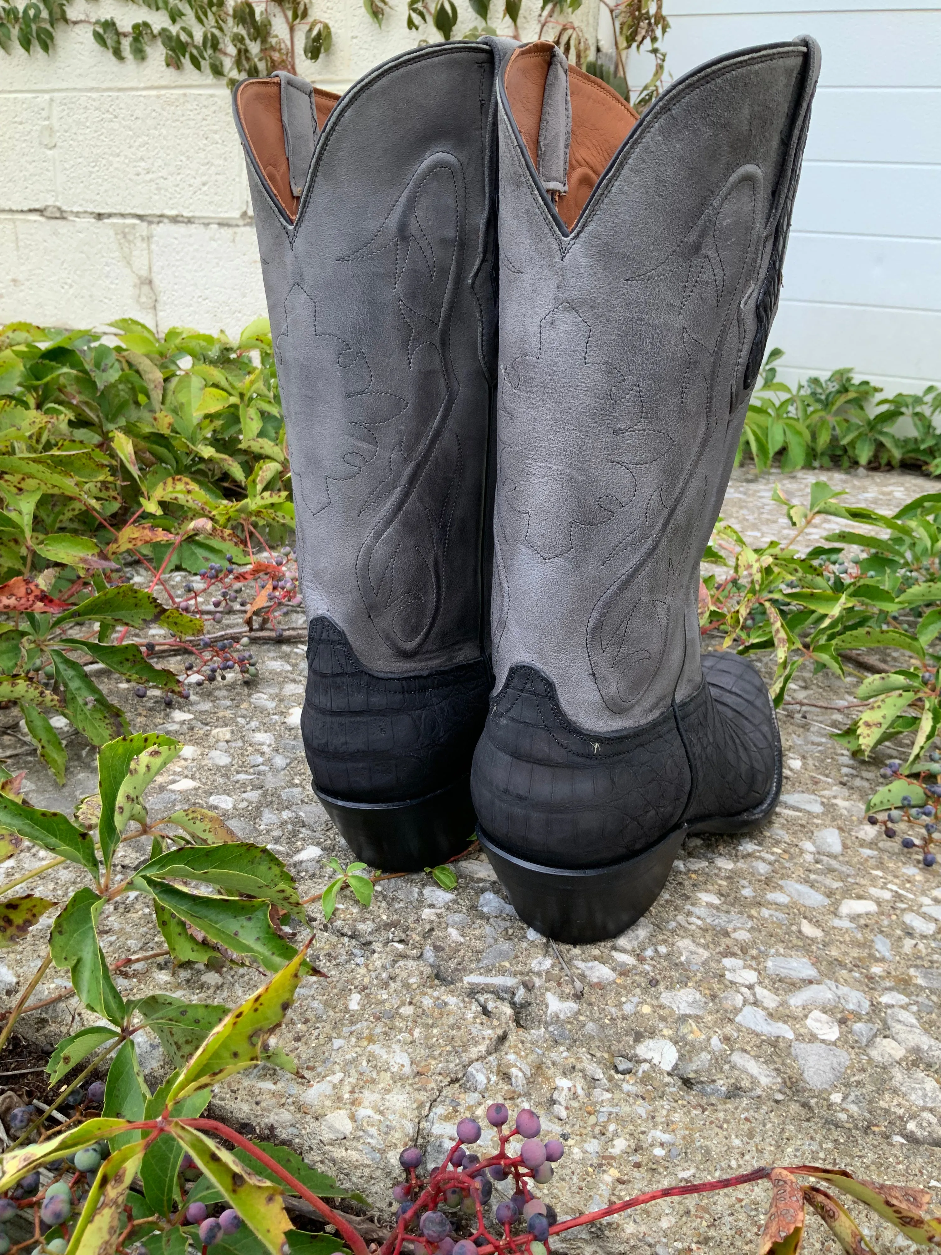 Black Jack Men’s Sueded Black Caiman Belly Cowboy Boots SBK243-V4