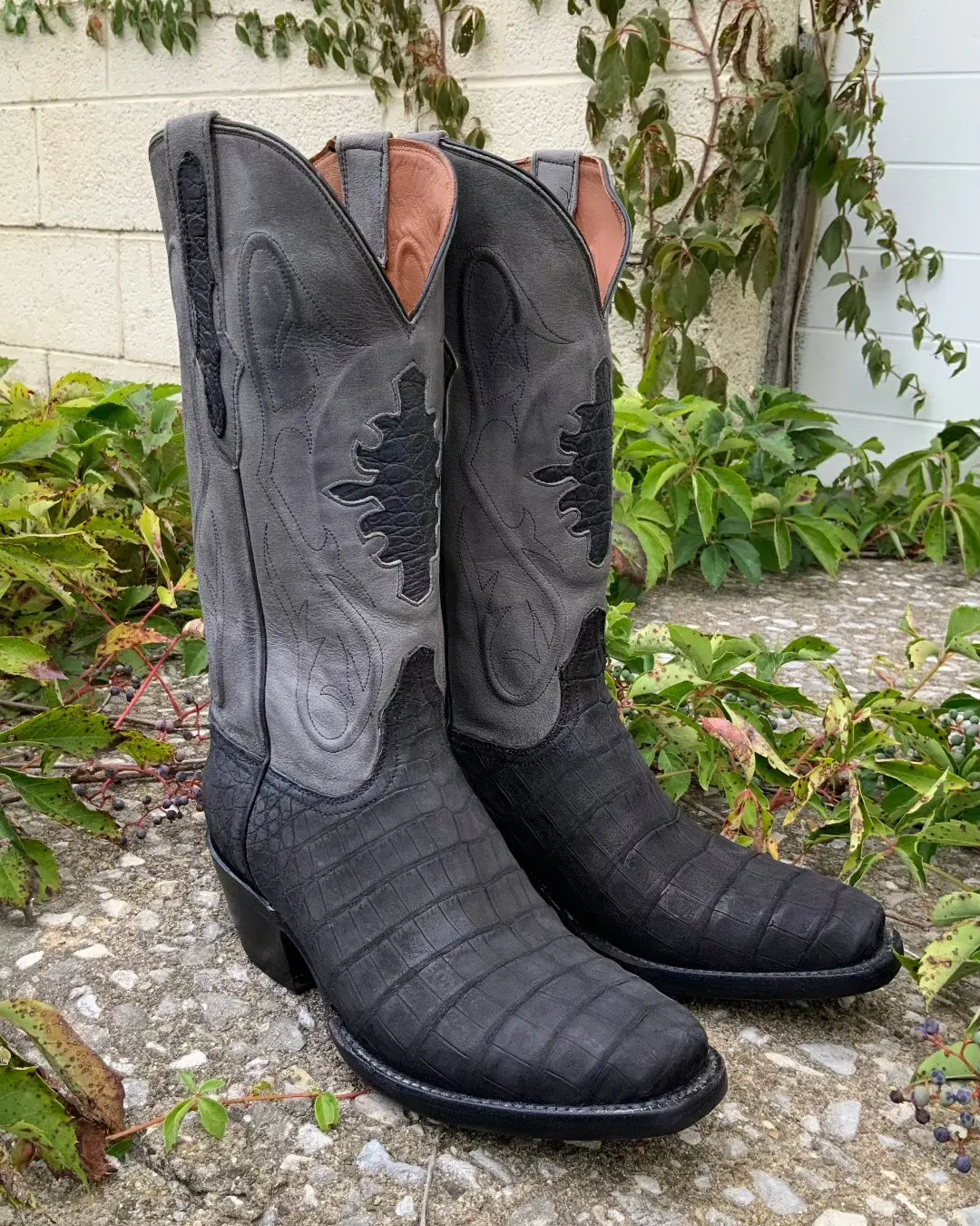 Black Jack Men’s Sueded Black Caiman Belly Cowboy Boots SBK243-V4