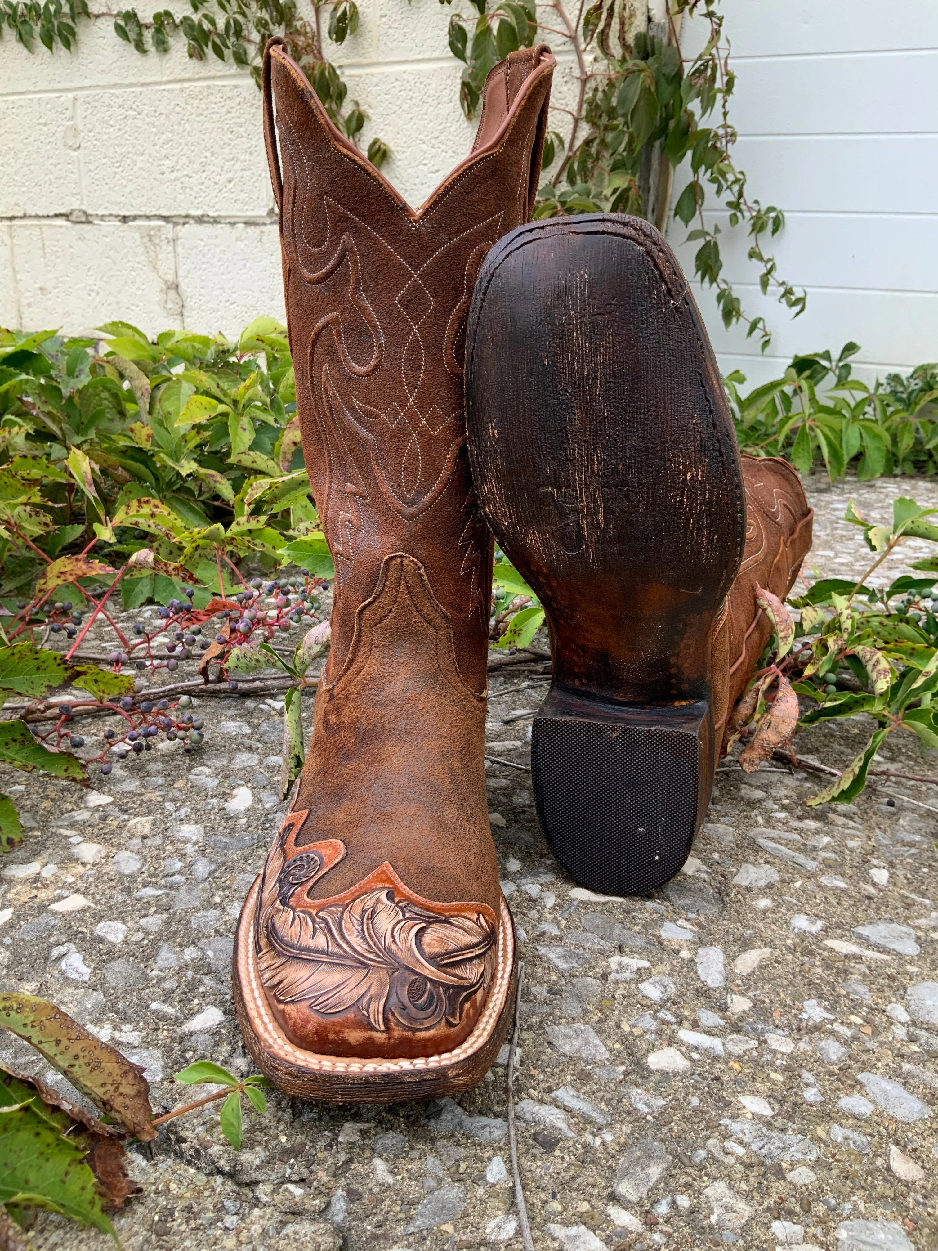 Black Jack Women's Natural Rust Goat Square Toe Cowboy Boots HT1804-96