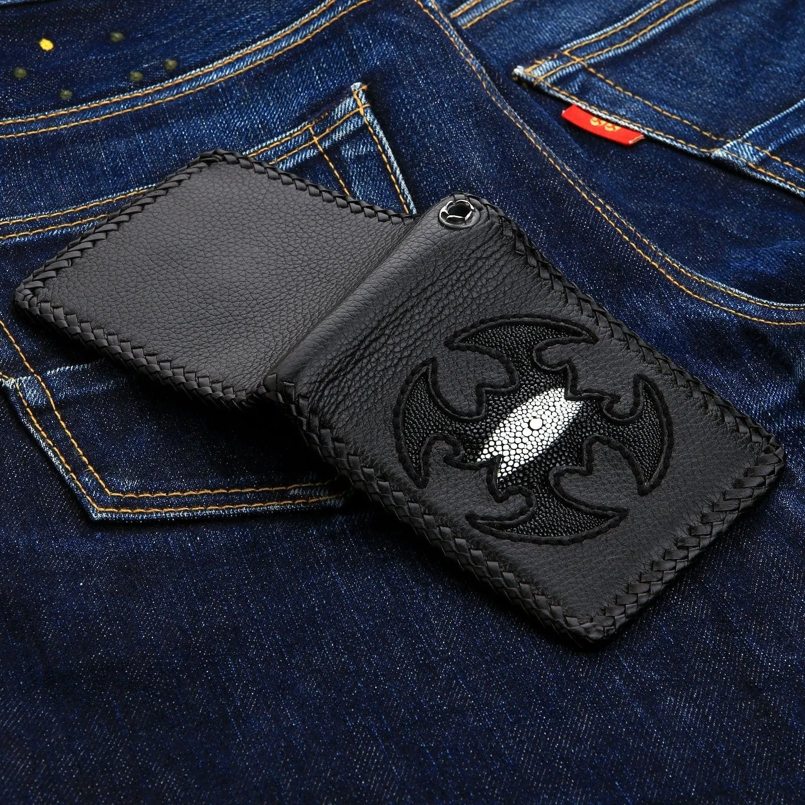 Black Scorpion Stingray Leather Biker Chain Wallet