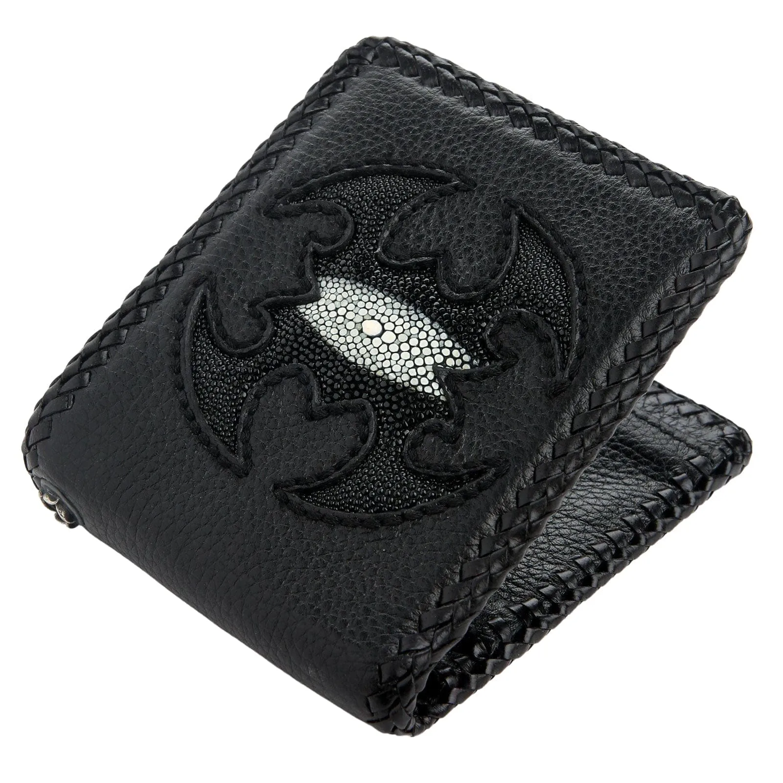 Black Scorpion Stingray Leather Biker Chain Wallet