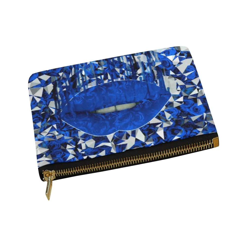 Blue Rose Graffiti Lips Canvas 8''x 6'' Carry-All Zipper Pouch