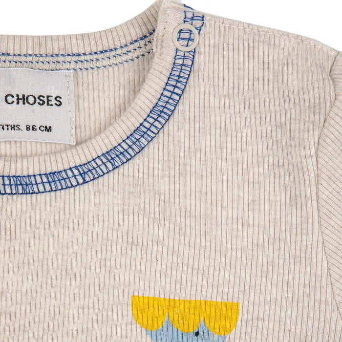 Bobo Choses Baby Funny Blue Friend T-shirt Beige