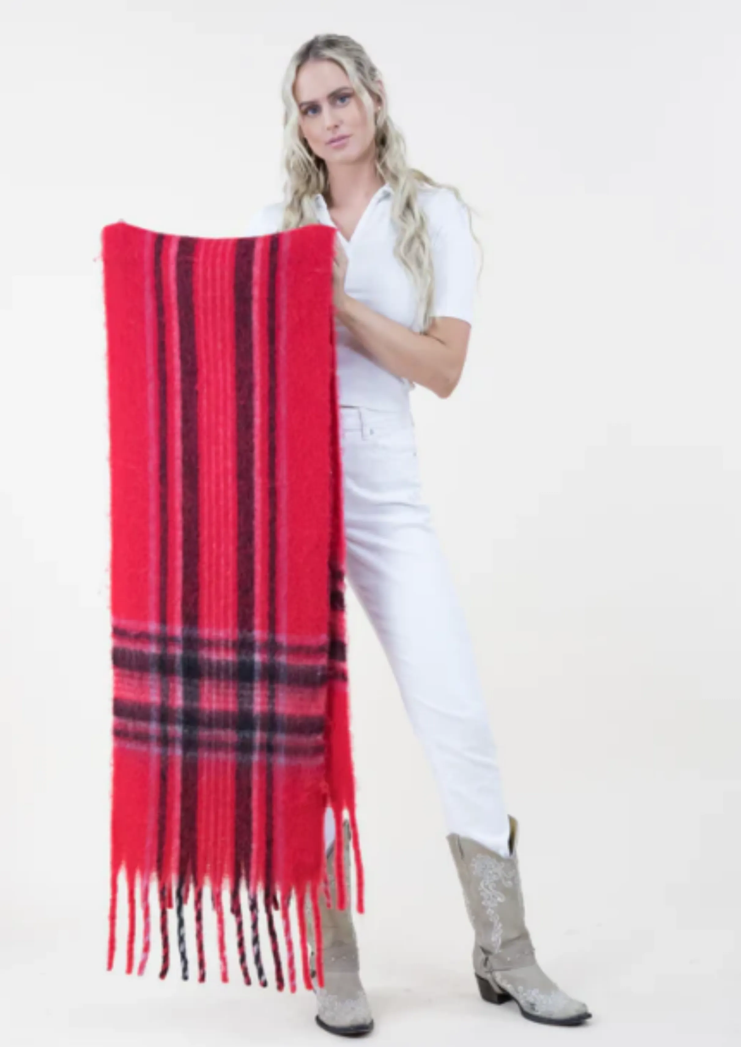 Boho Madras Plaid Scarf