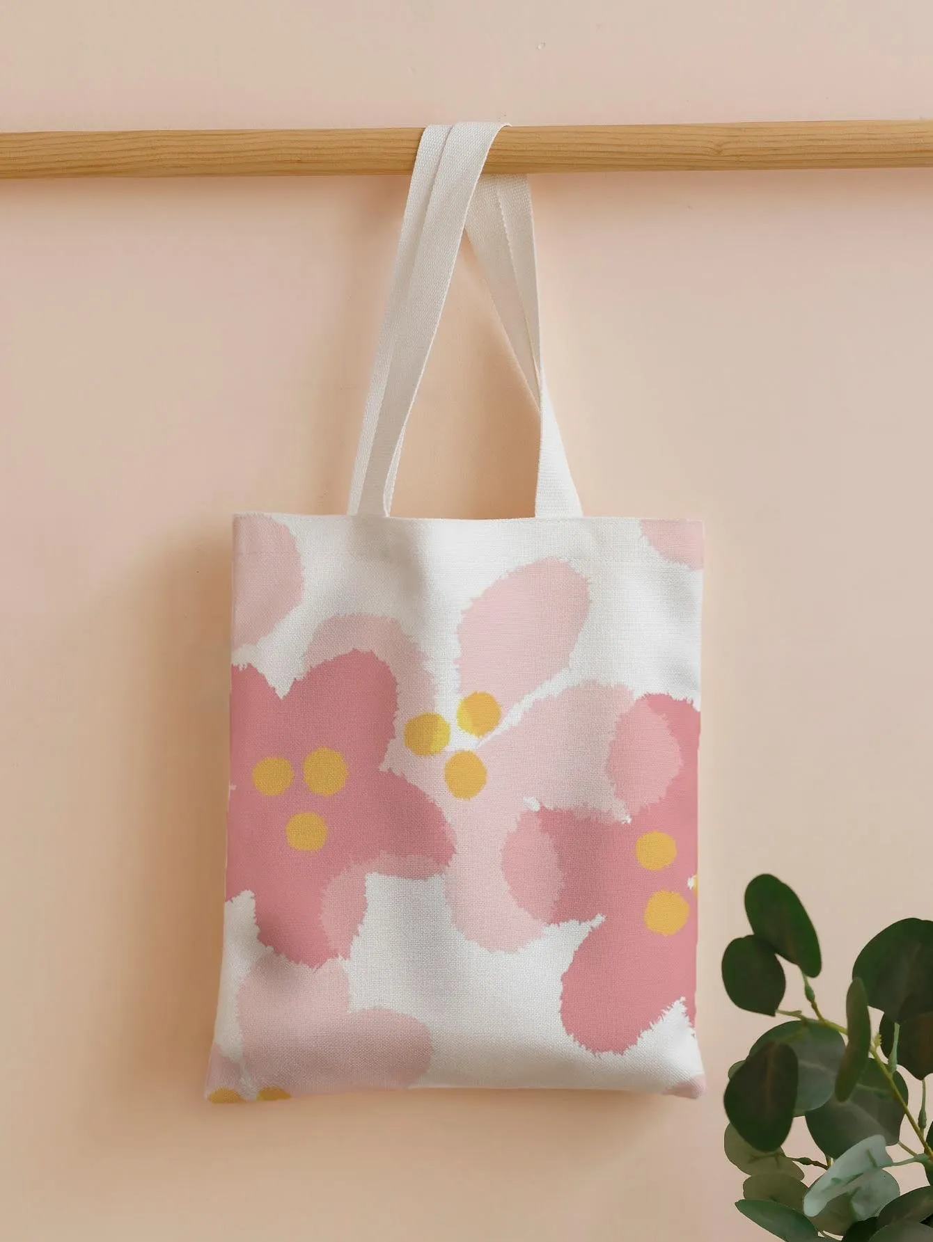 BOLSO Pink Graphic Printed Shopper Tote Bag