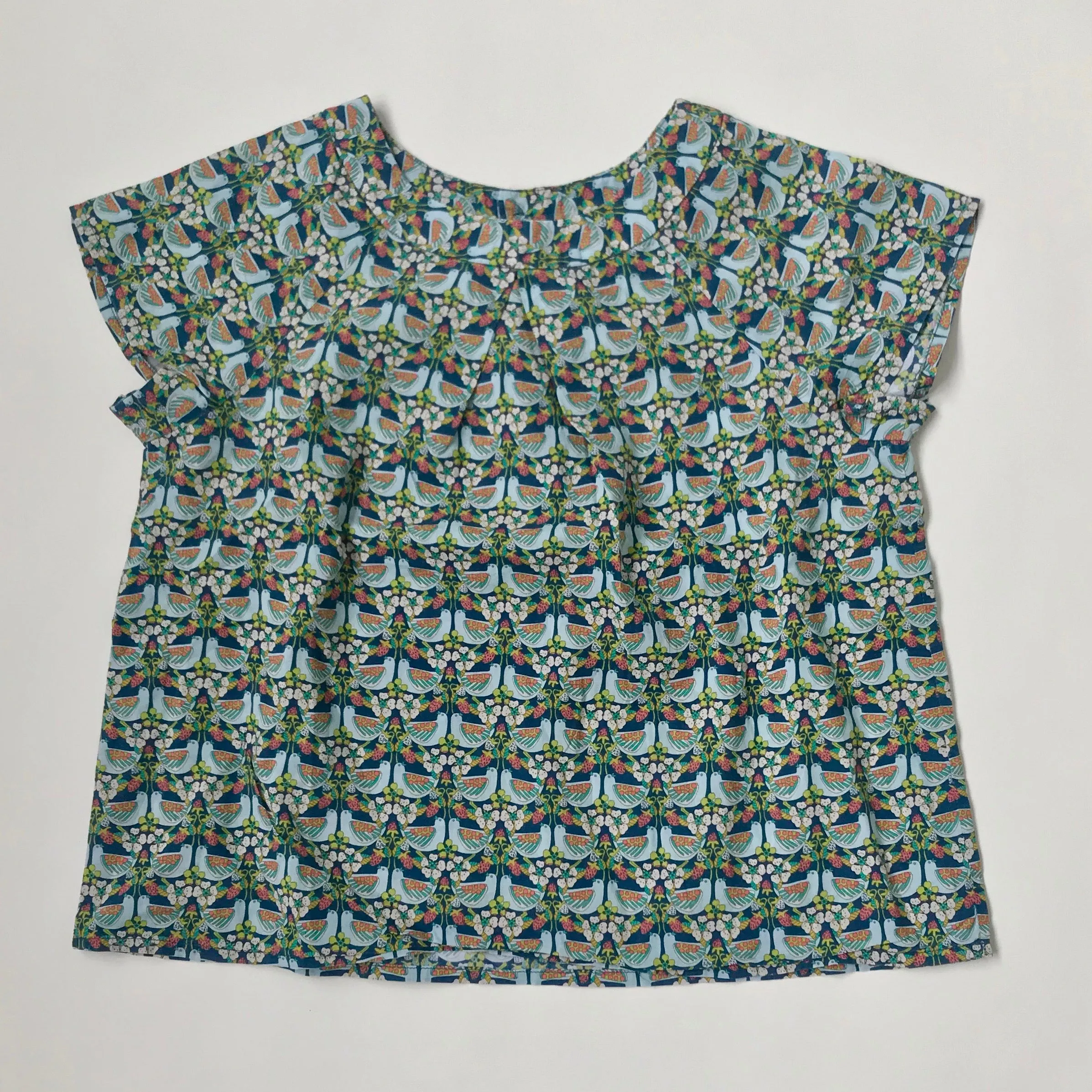 Bonpoint Blue Singing Bird Liberty Print Cotton Blouse