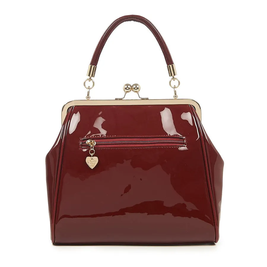 Burgundy Retro Patent Handbag