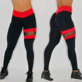 BUTT SCRUNCH LEG BAND RED AND BLACK LEGGINGS