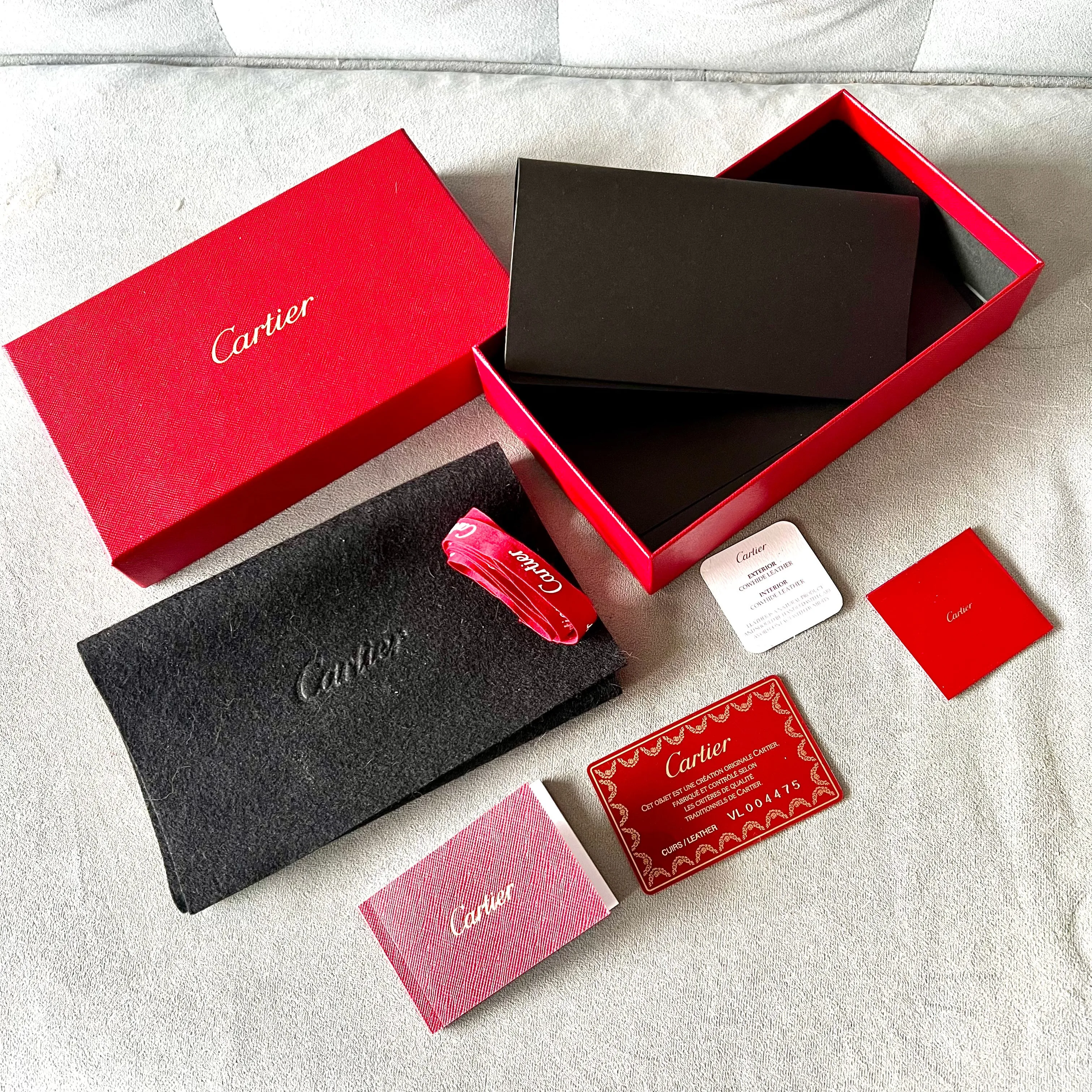 CARTIER Wallet Box  + Pouch + Booklets + Filled Certificate + Ribbon