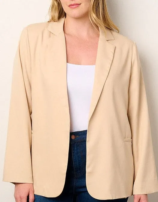 Celina Long Sleeved Blazer Plus- Beige