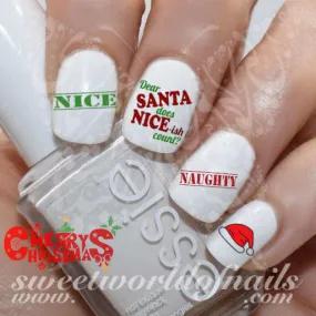 Christmas Nice Naughty Nail Water Decals