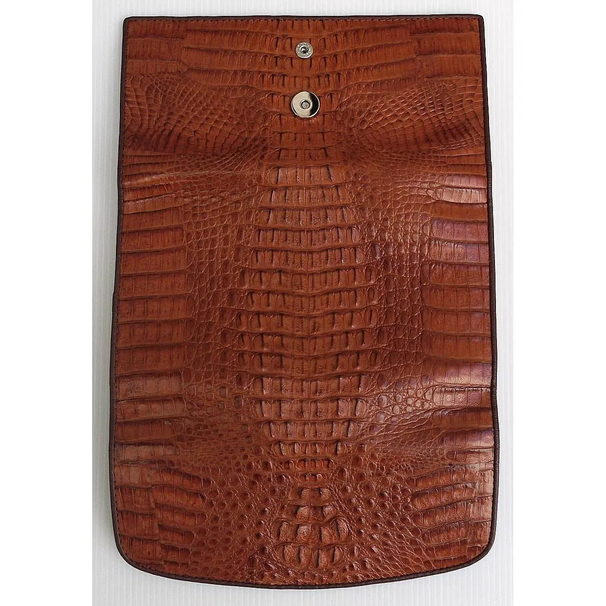 Cognac Brown Genuine Crocodile Trifold Wallet