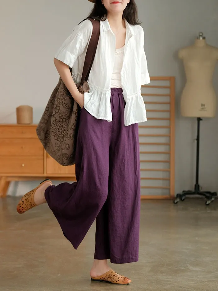 Cotton Linen Home Wear Loose Pants for Women