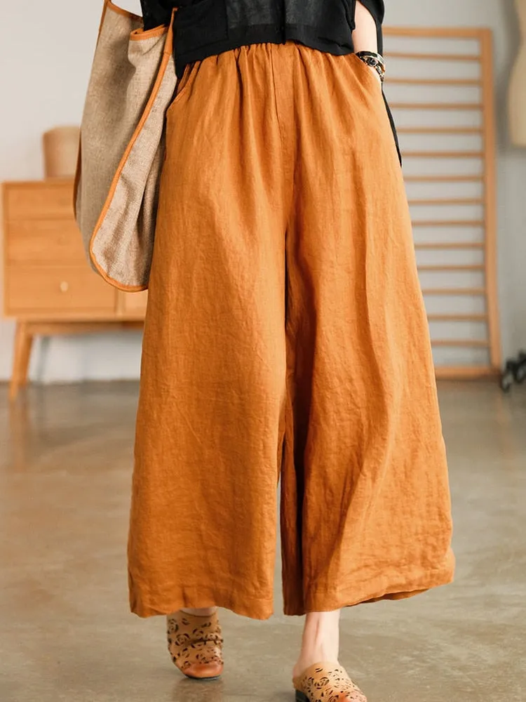 Cotton Linen Home Wear Loose Pants for Women