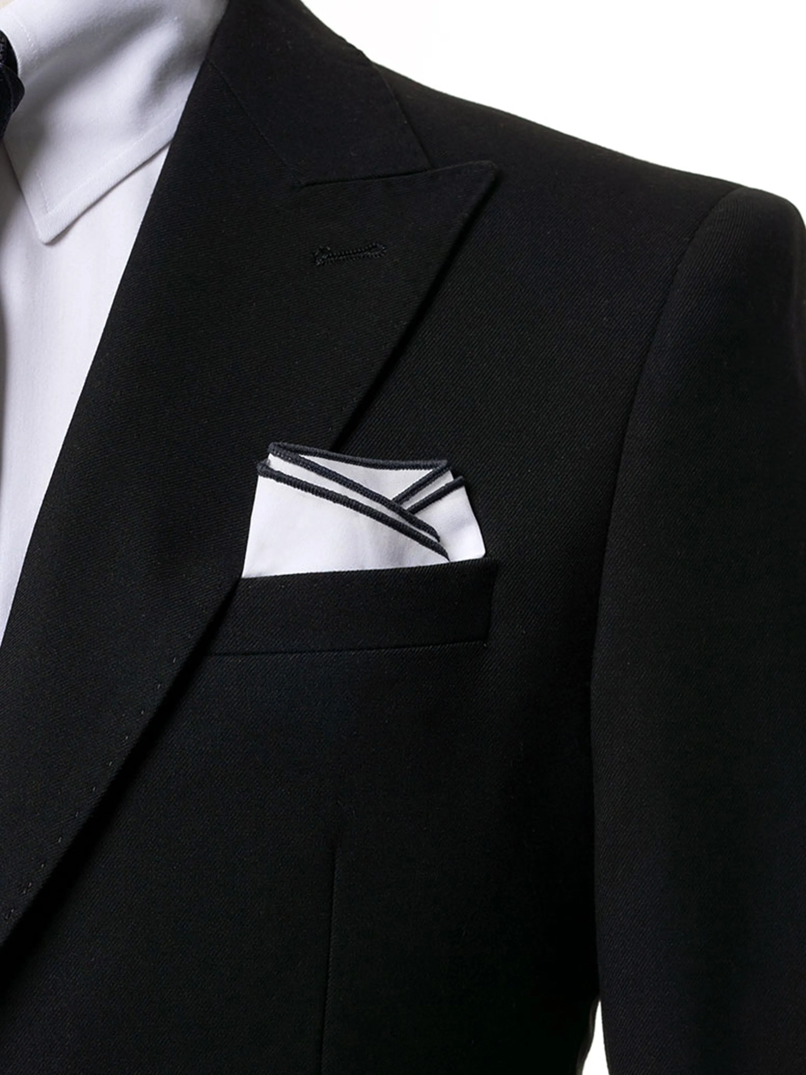 Cotton White Pocket Square with Contrast Piping