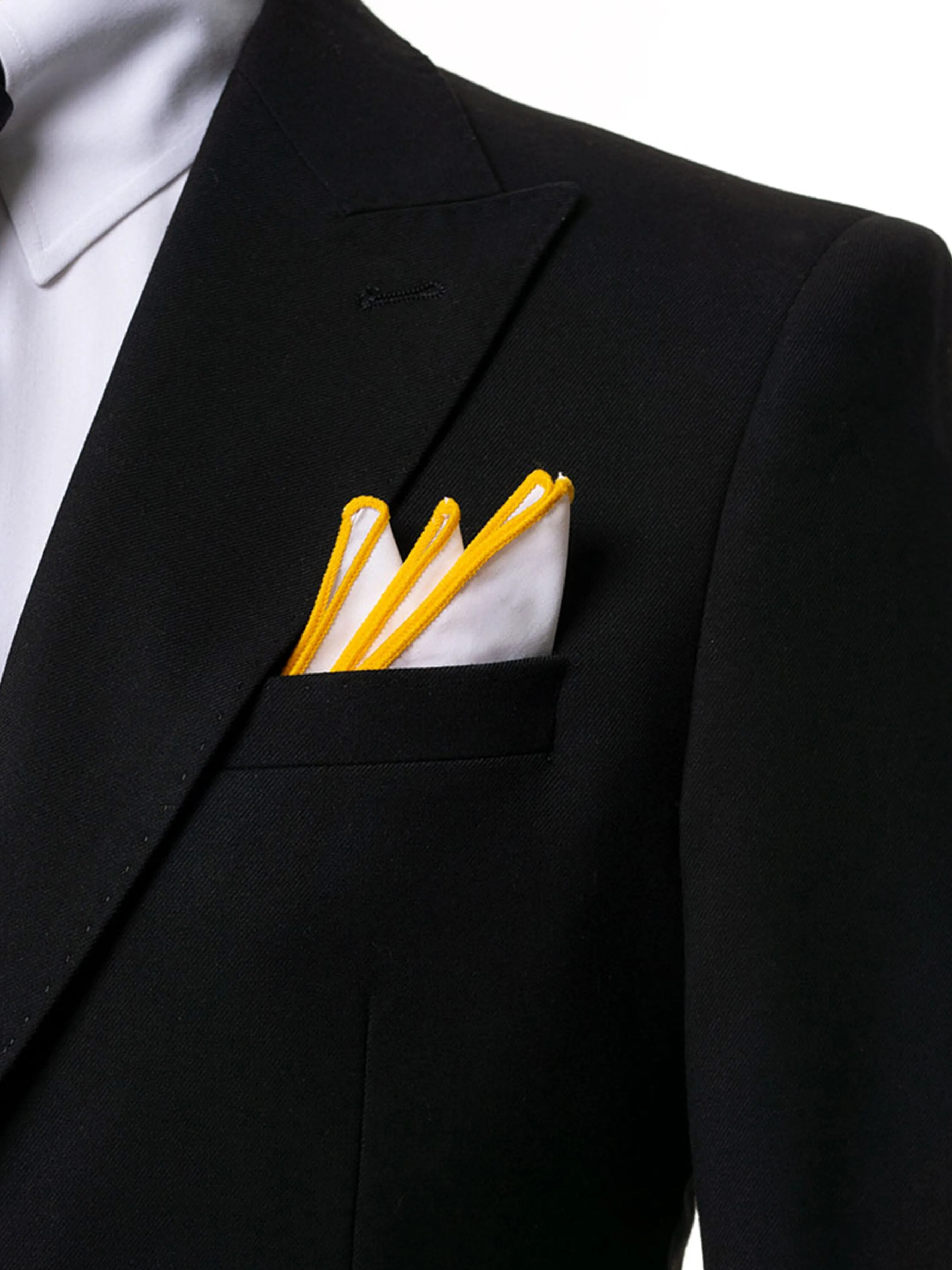 Cotton White Pocket Square with Contrast Piping