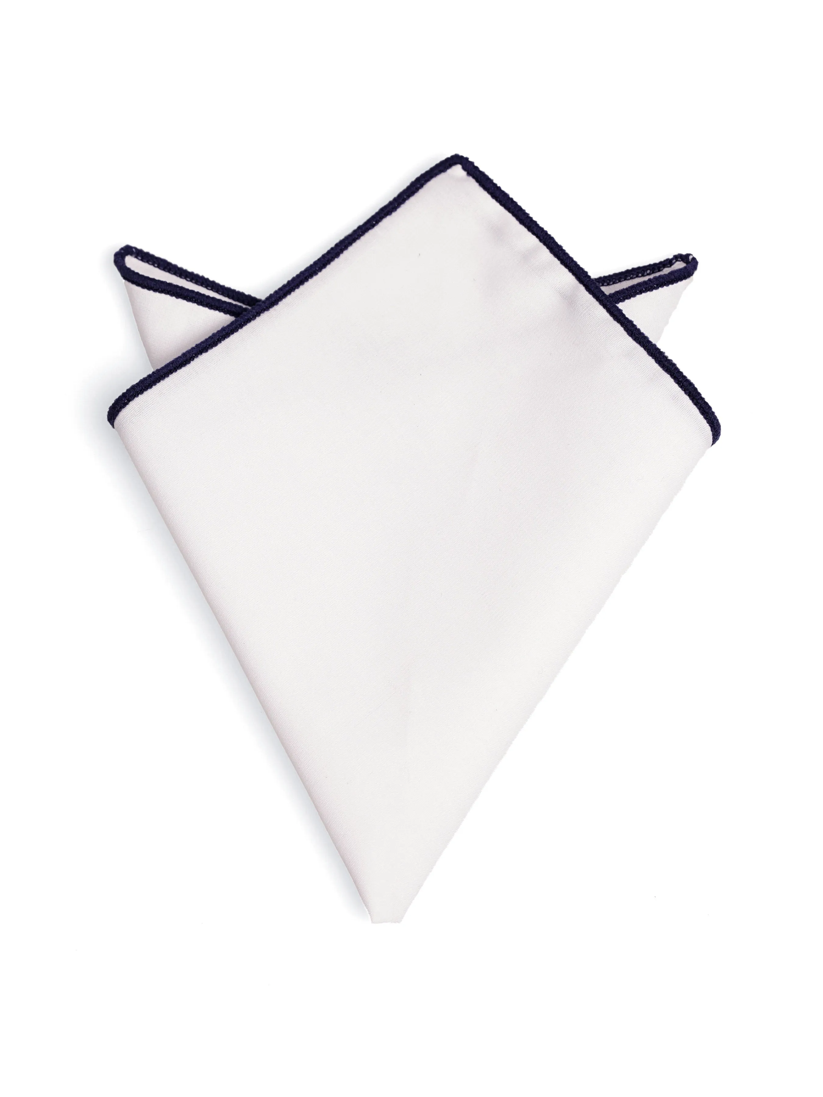 Cotton White Pocket Square with Contrast Piping