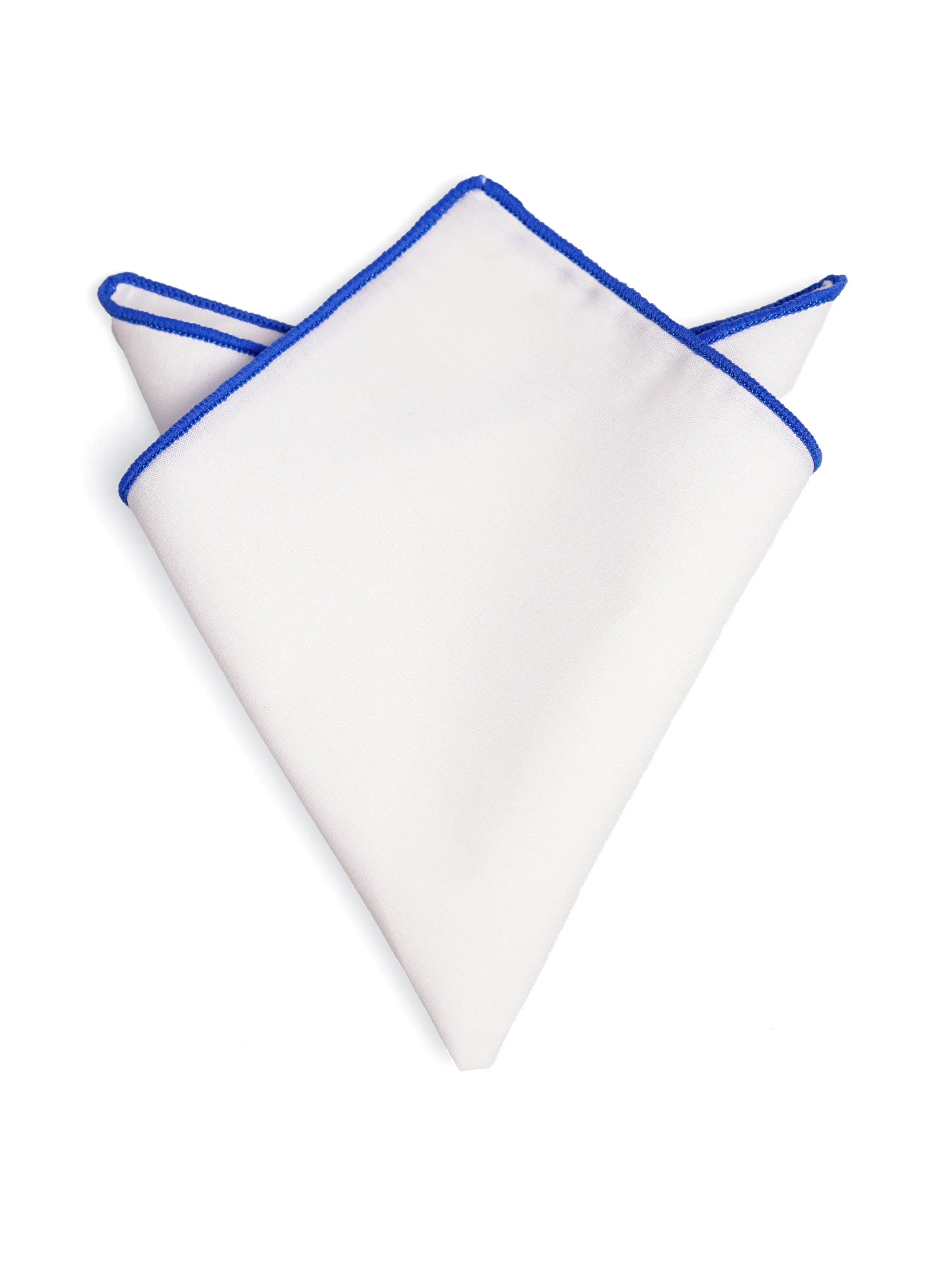 Cotton White Pocket Square with Contrast Piping