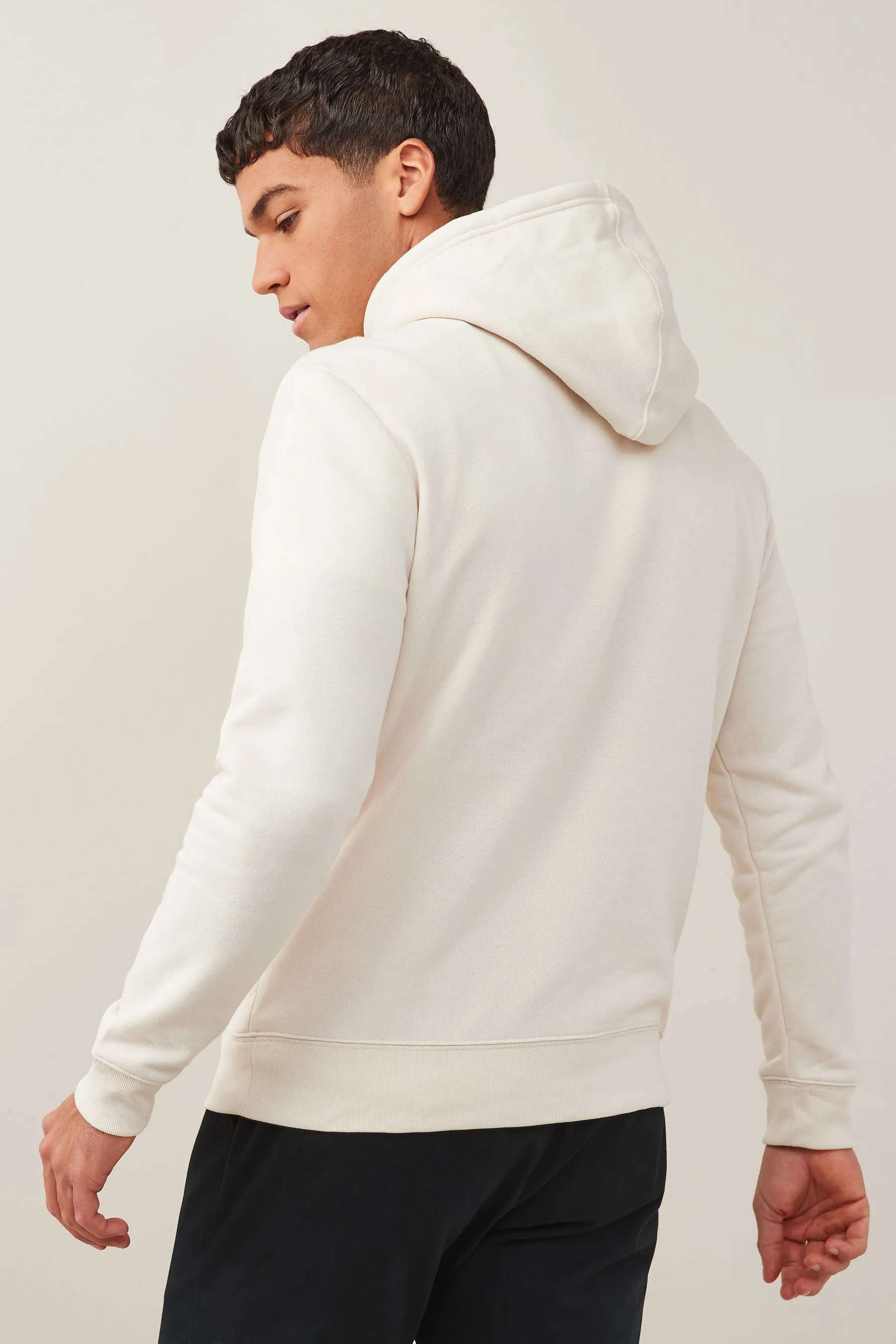 Cream Logo Sherpa Lined Hoodie