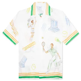 Cuban Collar S/S Shirt - Tennis Play Icon