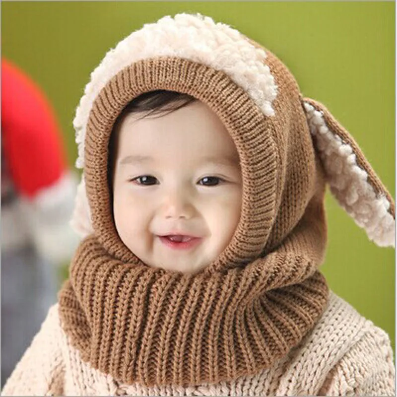 Cute Love novelty Baby Kids Girls Boys Warm Woolen Coif Hood Scarf Caps Hats warm knit scarf