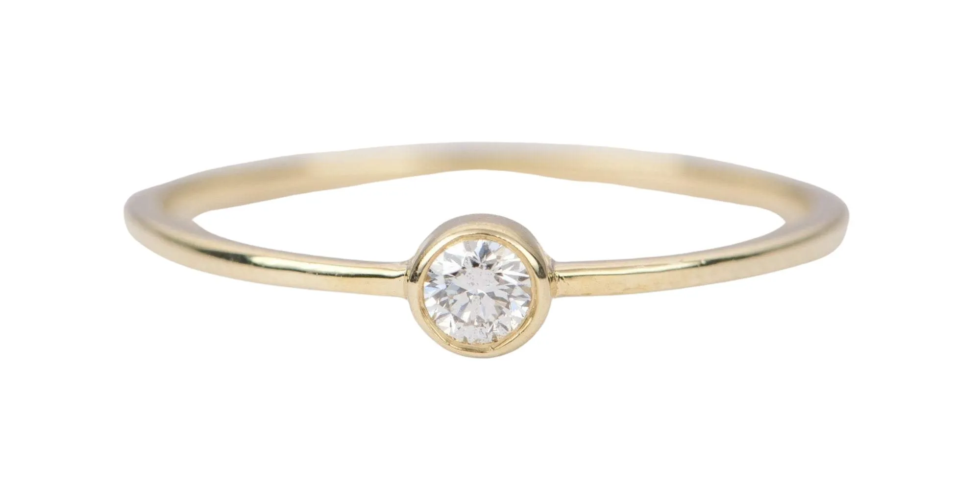 Dainty Diamond Bezel Set 14K Gold Ring AD2350