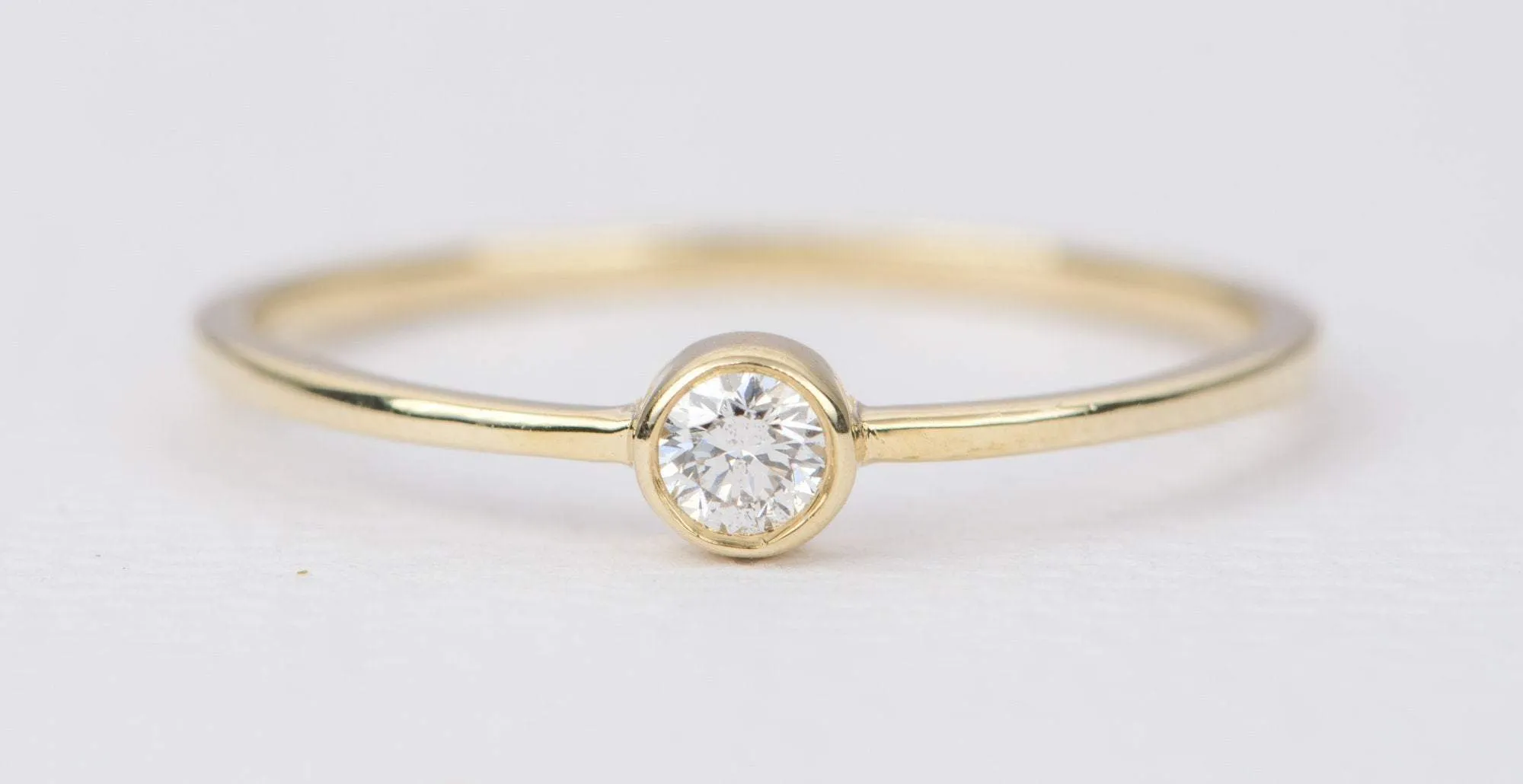 Dainty Diamond Bezel Set 14K Gold Ring AD2350