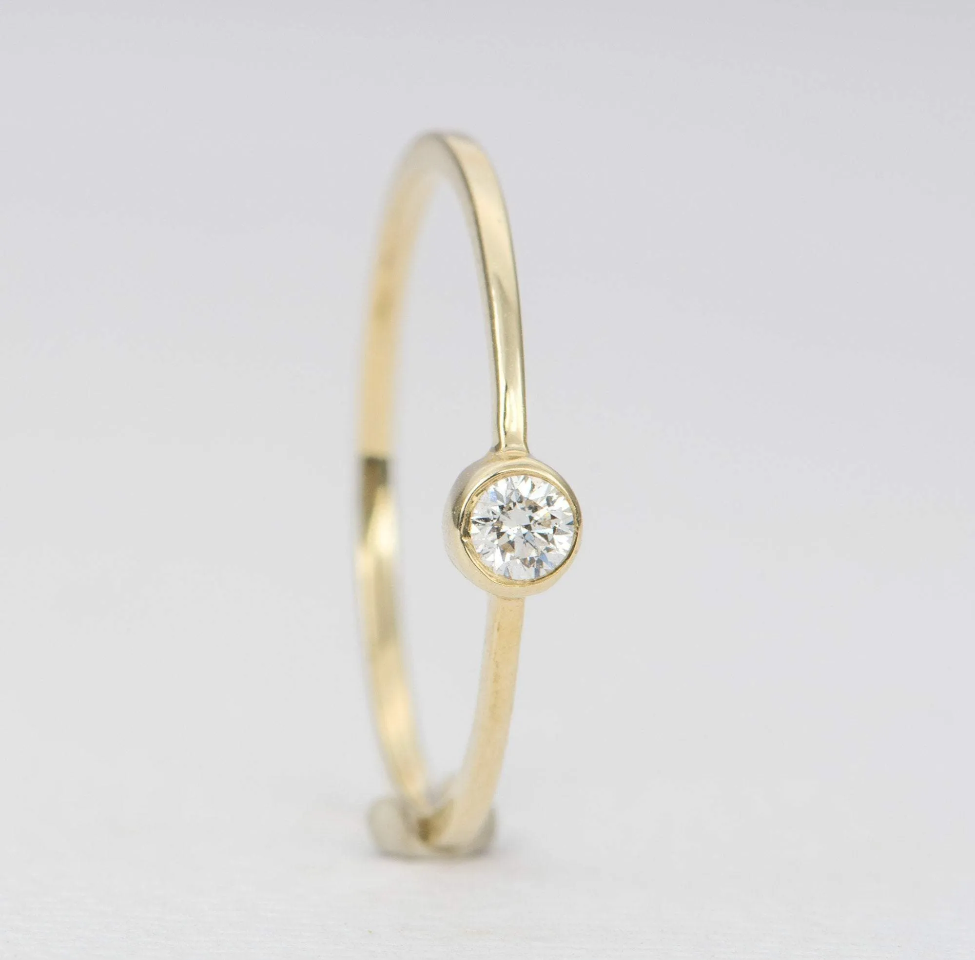 Dainty Diamond Bezel Set 14K Gold Ring AD2350