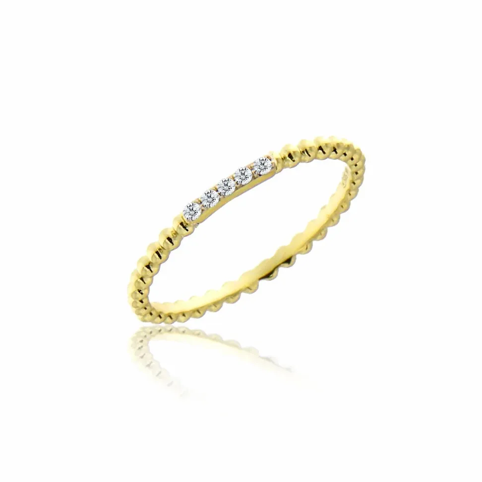 Dainty Round Diamonds Rope Design Band Ring