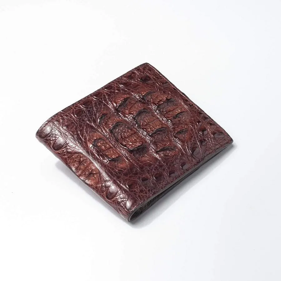 Dark Brown Genuine Crocodile Hornback Skin Mens Wallet