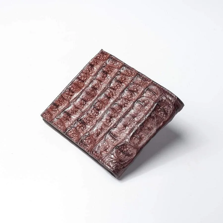 Dark Brown Genuine Crocodile Hornback Skin Mens Wallet