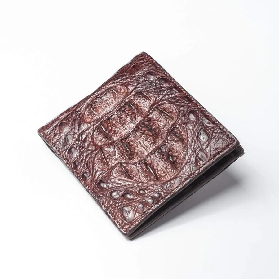 Dark Brown Genuine Crocodile Hornback Skin Mens Wallet