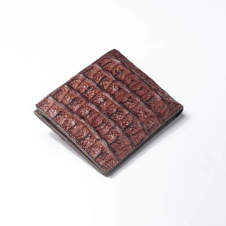 Dark Brown Genuine Crocodile Hornback Skin Mens Wallet