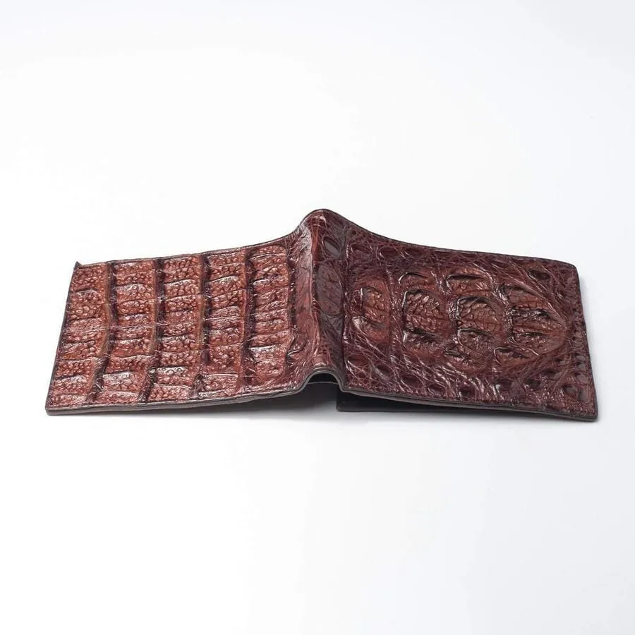 Dark Brown Genuine Crocodile Hornback Skin Mens Wallet